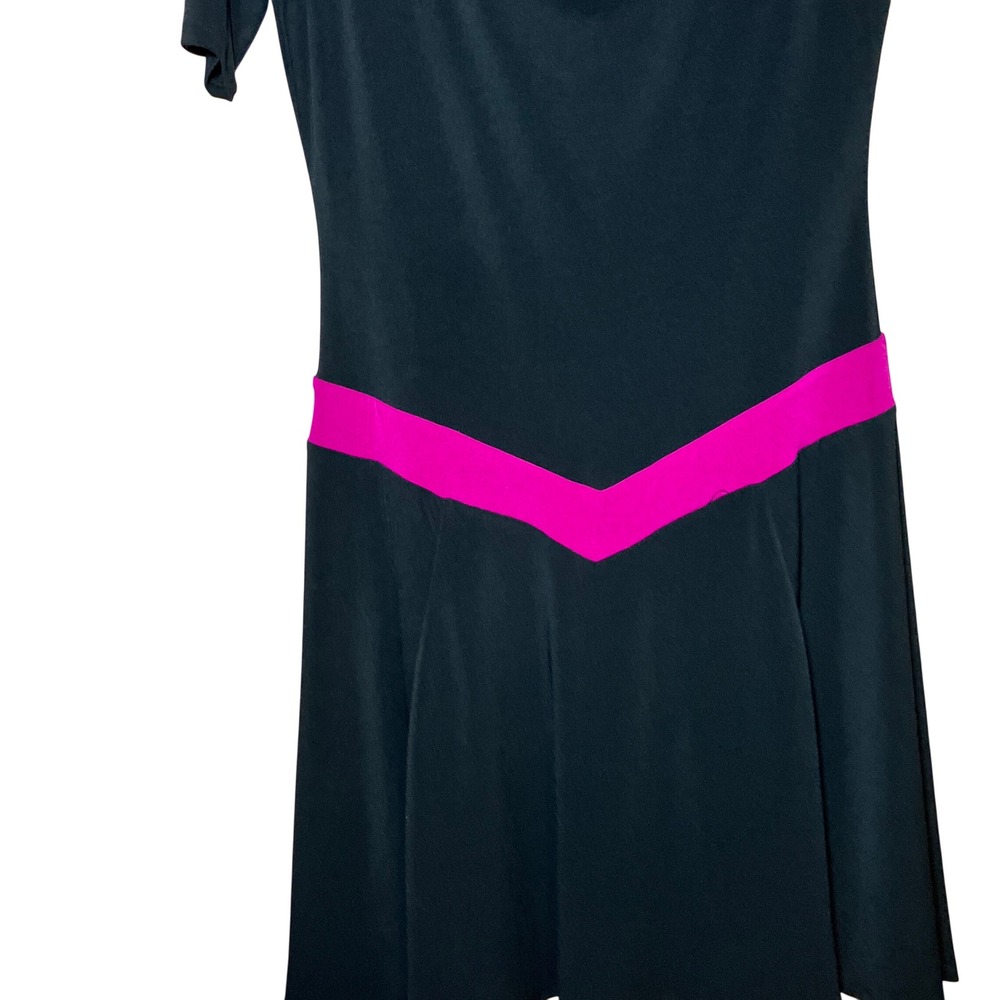 Byer Too! Fit and Flare Dress Womens Medium Black Magenta NEW Colorblock Retro - Picture 3 of 11